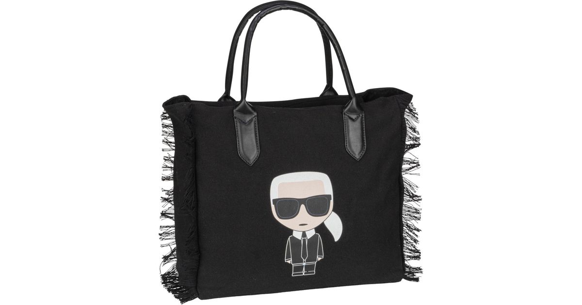 Karl Lagerfeld Shopper ' k/ikonik fringe canvas tote ' in Schwarz Lyst DE