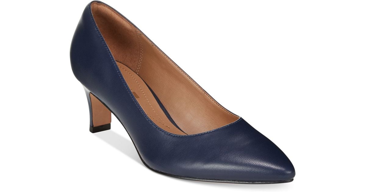 navy kitten heel pumps