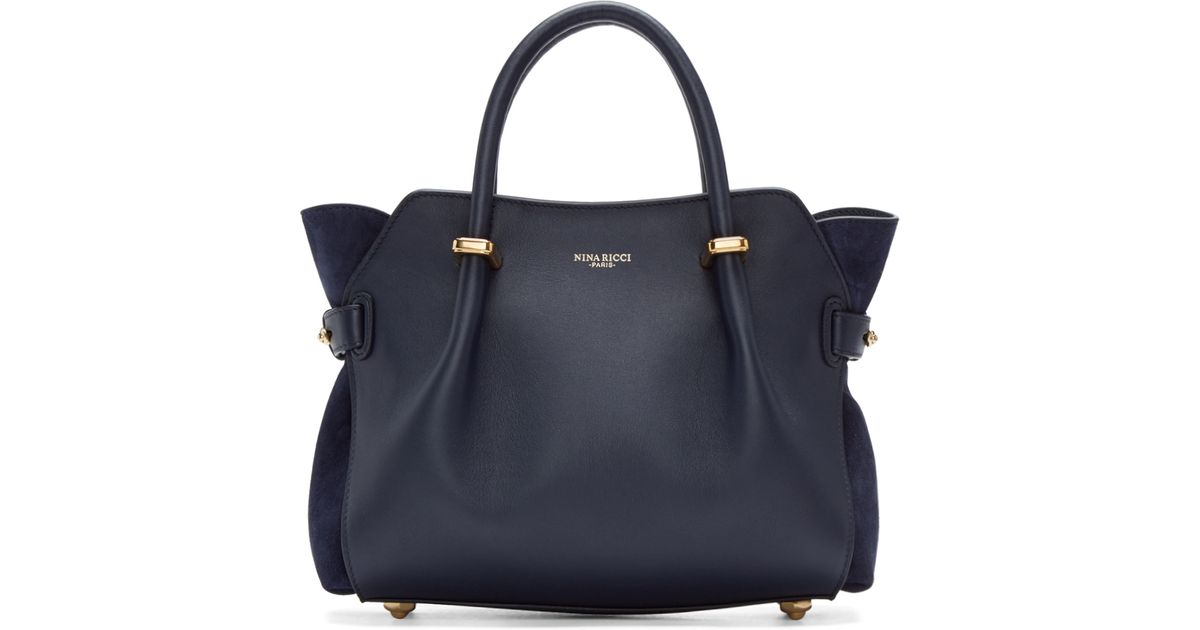 Lyst Nina Ricci Navy Leather Baby Marché Bag In Blue