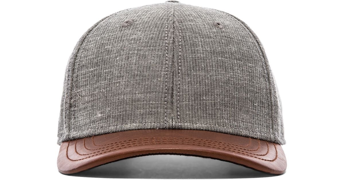 Rag & Bone Leather Brim Baseball Cap in Gray for Men | Lyst