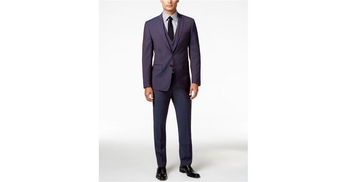 Calvin Klein X fit Men s Purple Haze Extra Slim fit Vested Suit
