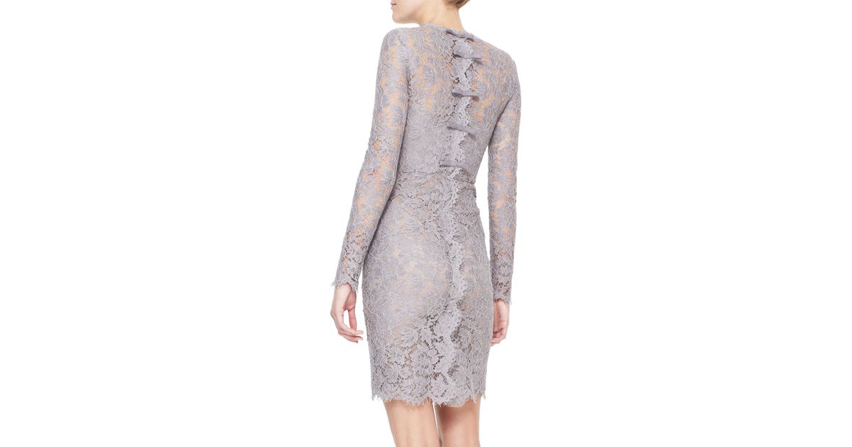 gray lace sheath dress