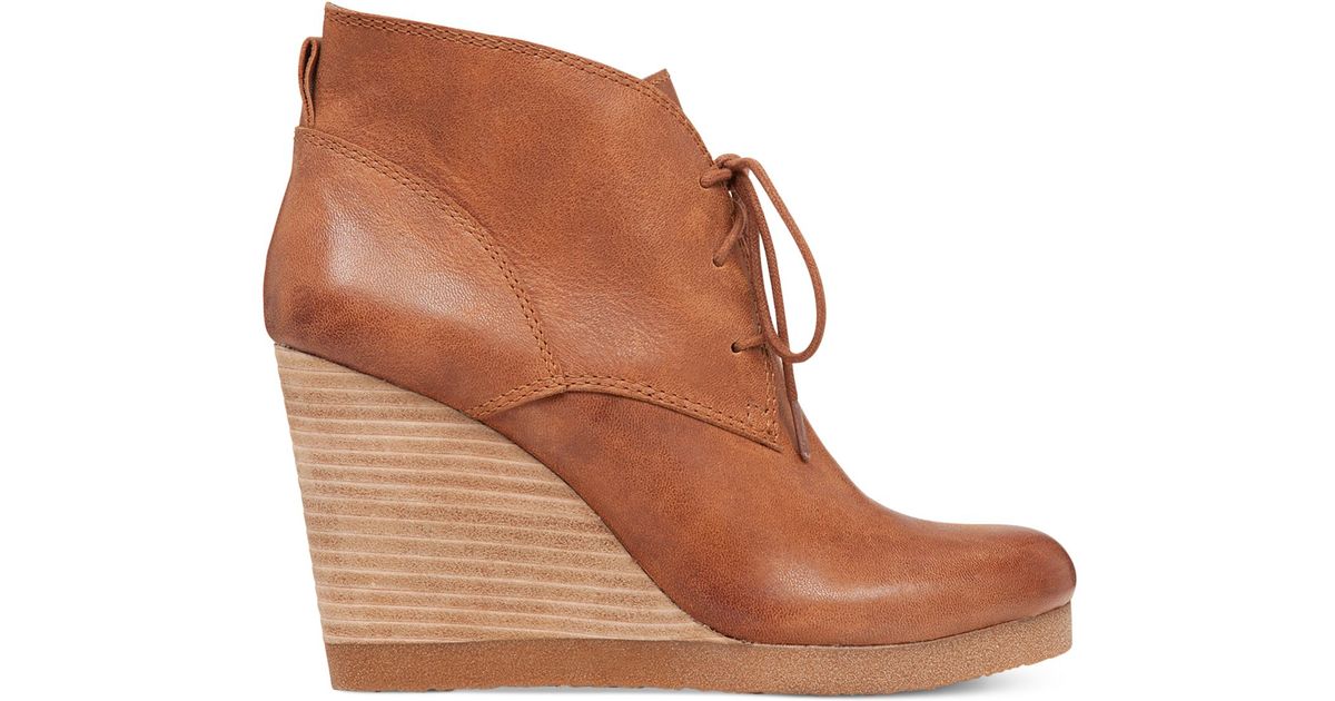 lucky brand lace up wedge booties