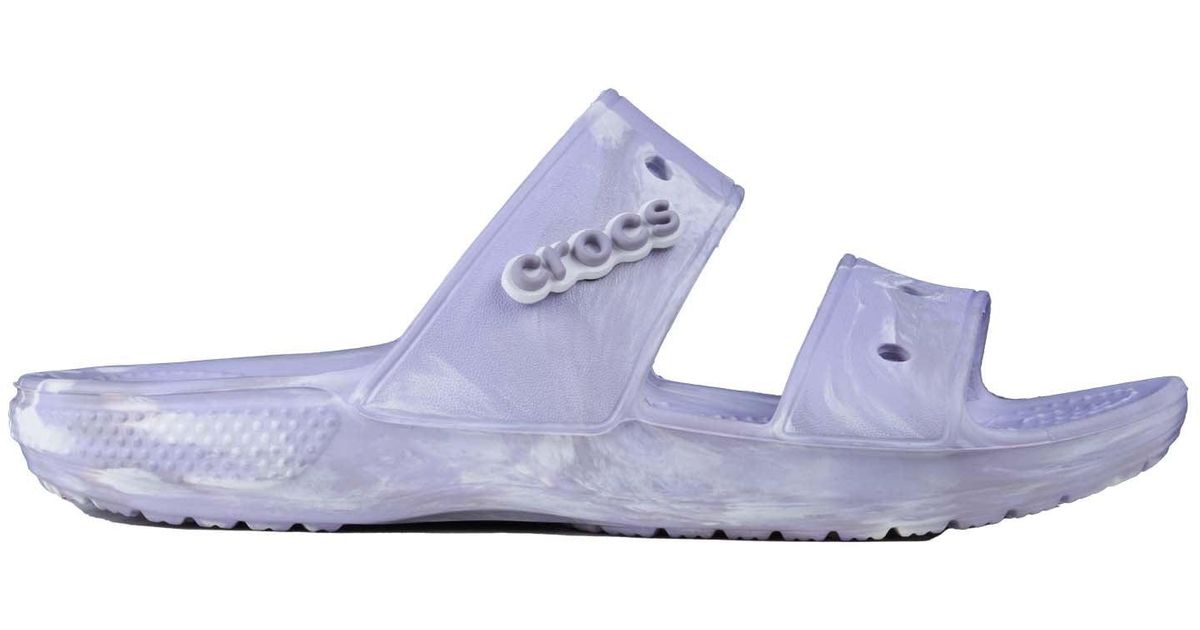 purple marble crocs