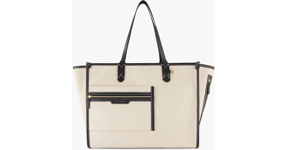 Anya Hindmarch Mixed Canvas Natural Pocket Tote Bag Lyst