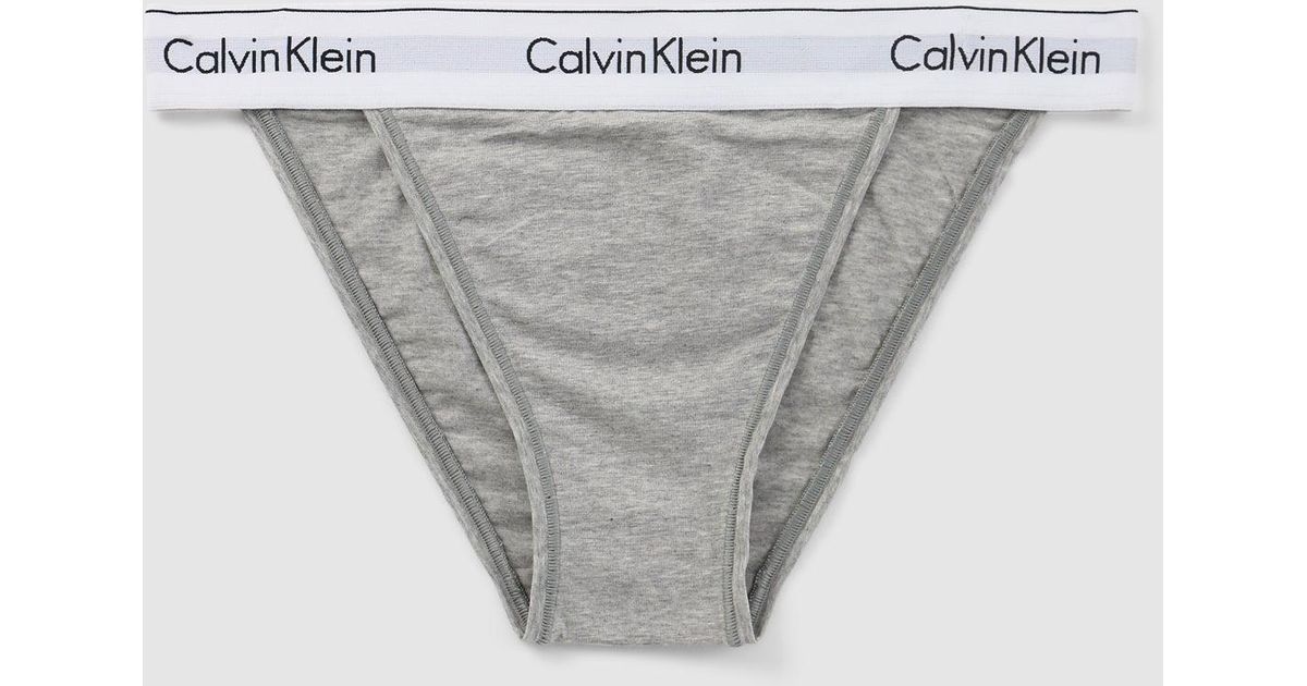 Calvin Klein Underwear Modern Cotton High Leg Tanga in Gray Lyst