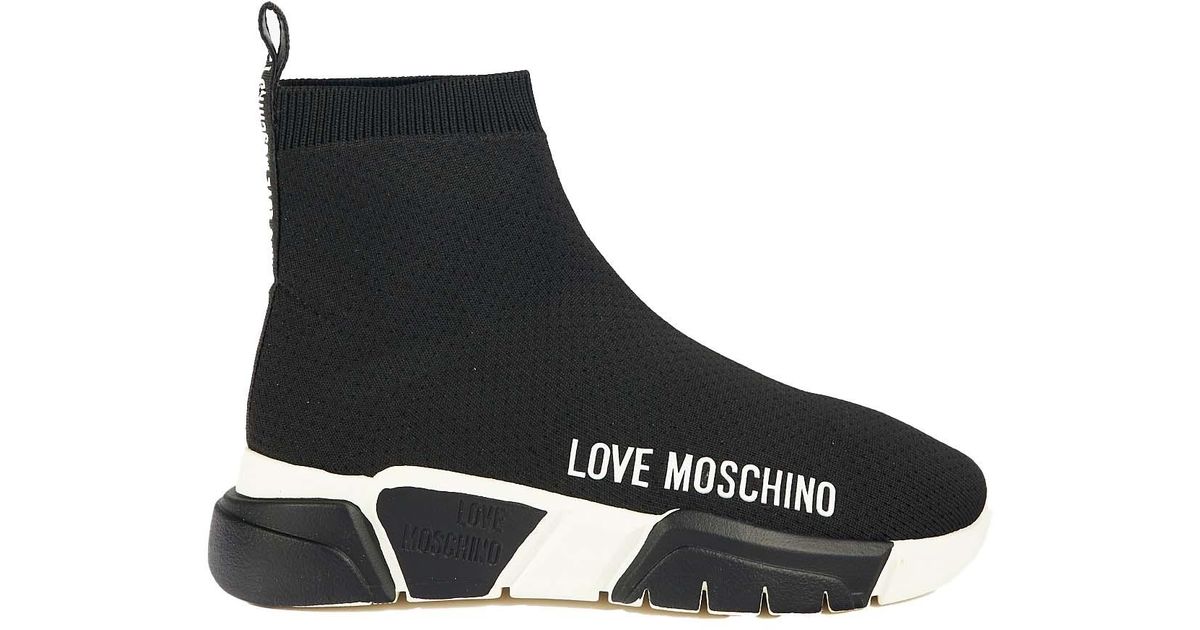 Love Moschino Sock Trainers in Black | Lyst