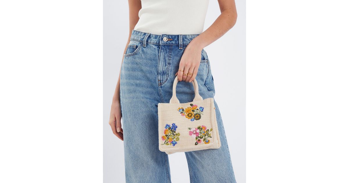 Accessorize Mini Floral Embroidered Woven Handbag in Blue | Lyst UK