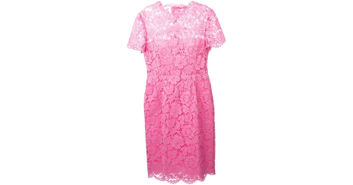 Valentino Lace Dress in Pink | Lyst