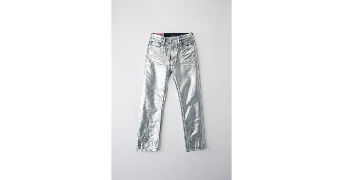Acne Studios Denim Log Silver Color 