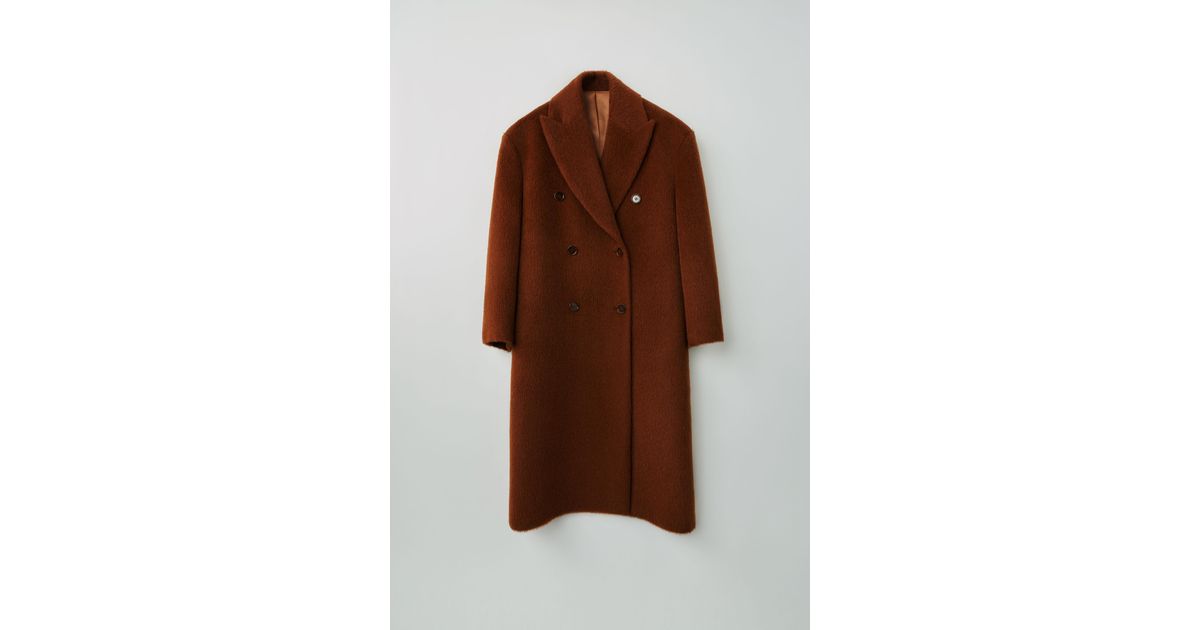 Acne Studios Wool Fn-wn-outw000177 Caramel Brown Double-breasted Coat - Lyst