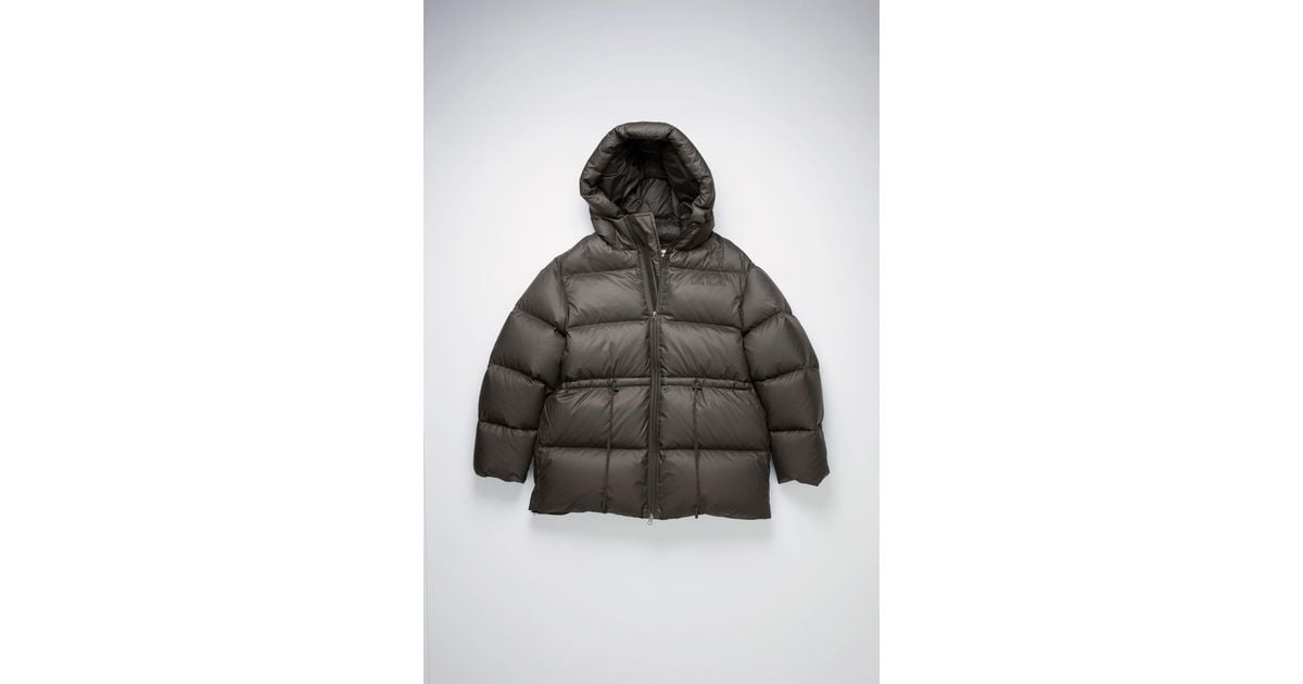 acne hooded puffer coat dark grey