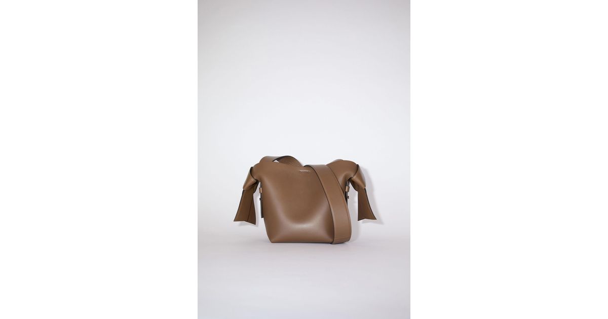 Acne Studios Leather Musubi Mini Shoulder Bags in Camel Brown (Brown