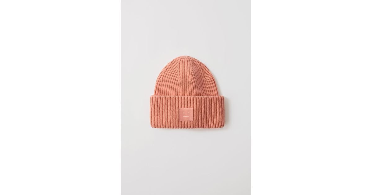 Acne Studios Wool Pansy N Face Pale Pink Face-patch Beanie - Lyst