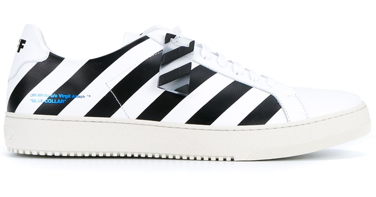 Samlet Spole tilbage Praktisk Off-White c/o Virgil Abloh Striped Leather Sneakers in White for Men | Lyst