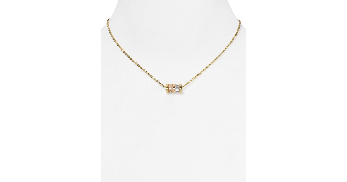 Michael Kors Barrel Pendant Necklace 16 In Gold Metallic Lyst - Barrel Pendant Necklace