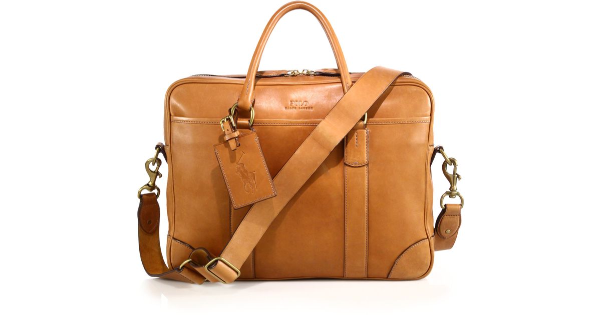 Polo Ralph Lauren Leather Commuter Bag in Brown for Men | Lyst