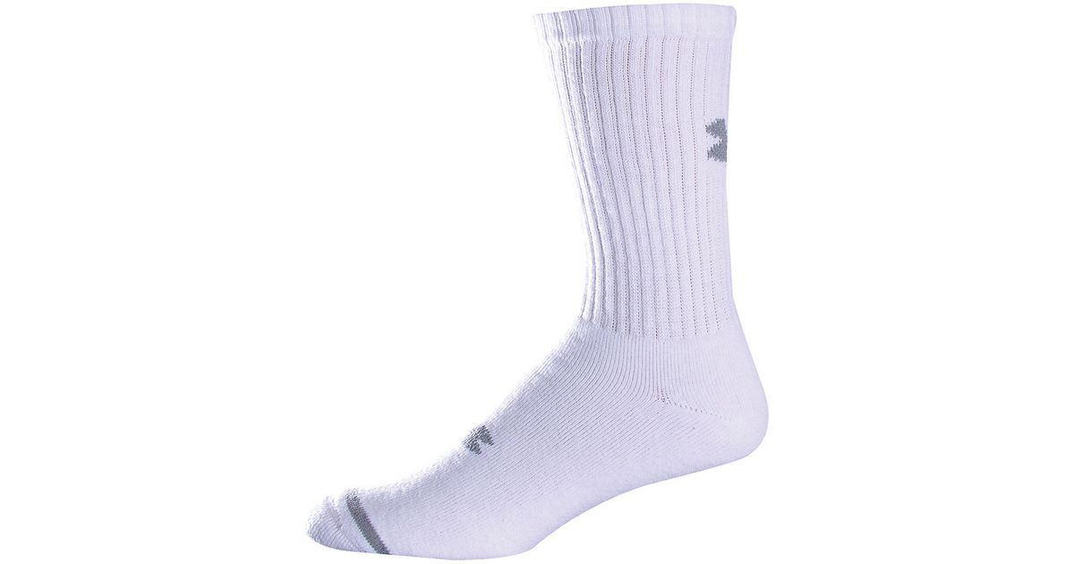 Under armour Crew Socks 6pack in White for Men Lyst