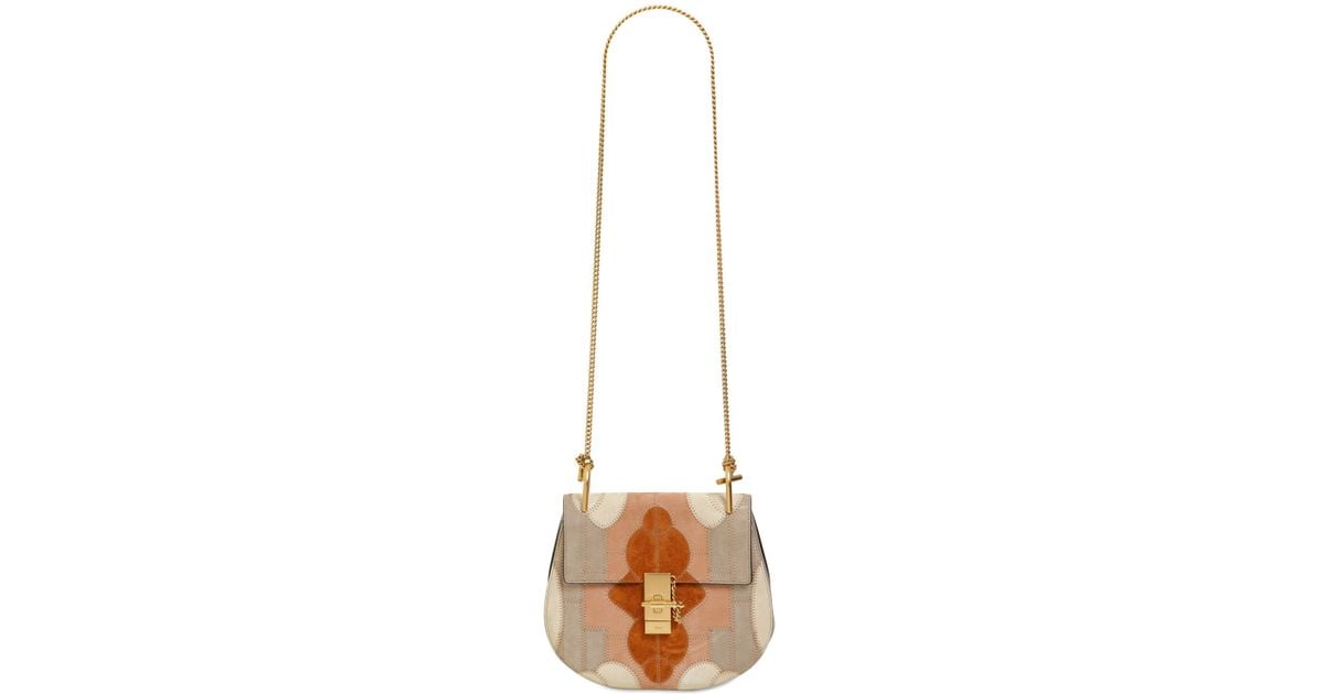 Chlo Small Drew Flower Patchwork Suede Bag in Gray (MOTTY GREY ...