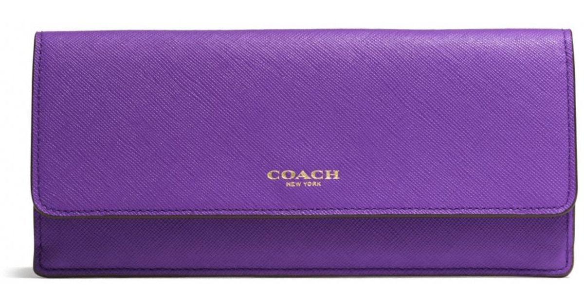 COACH Soft Wallet in Saffiano Leather in Purple Lyst