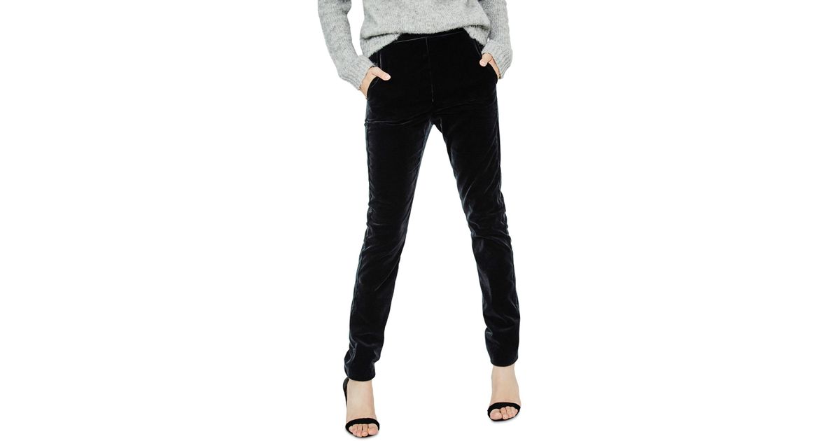 Maje Pigou Velvet Pants in Black | Lyst