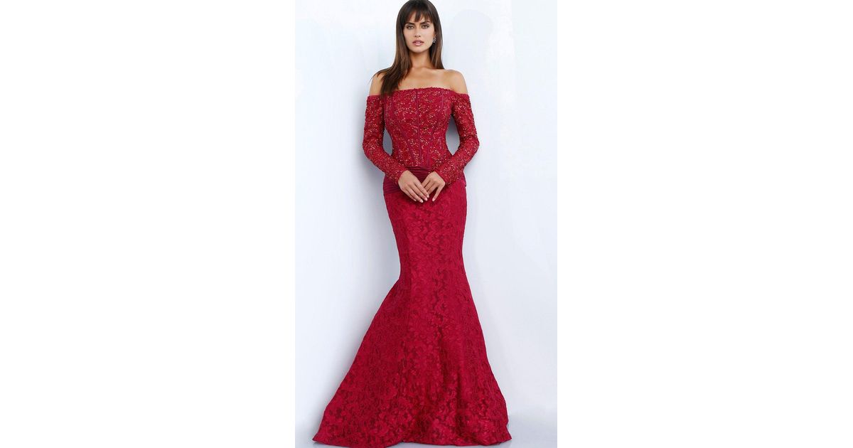 Jovani Embellished Off-shoulder Mermaid 