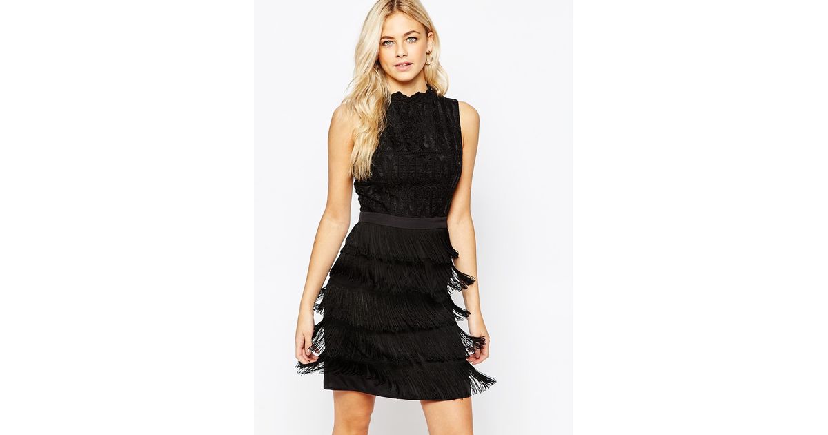 oasis lace fringe dress