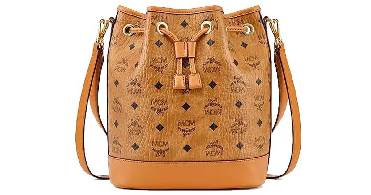 MCM Canvas Dessau Drawstring Bag In Visetos Cognac Mwdcsdu02co001 in