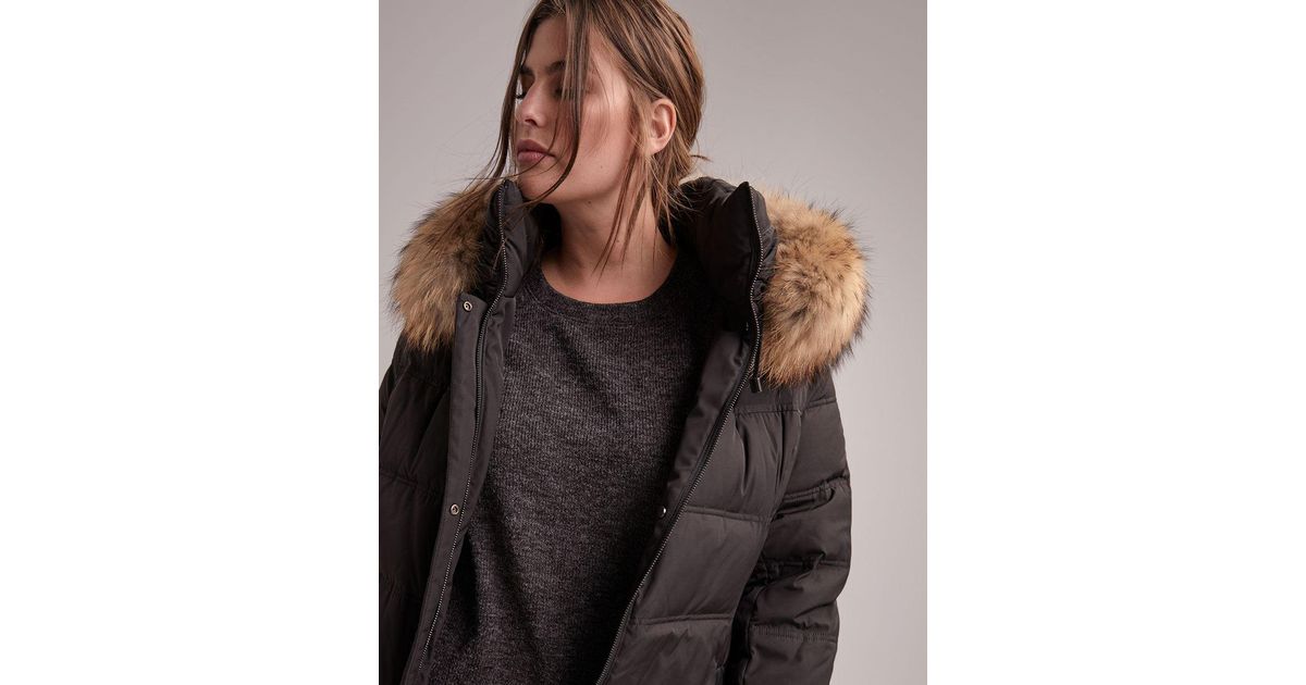 Womens Elle Sabine Hooded Jacket With Faux Fur Trim In Dark Khaki