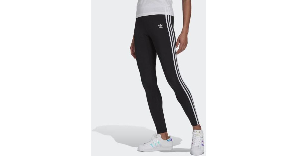 adidas Cotton Adicolor Classics 3-stripes Leggings in Black - Lyst