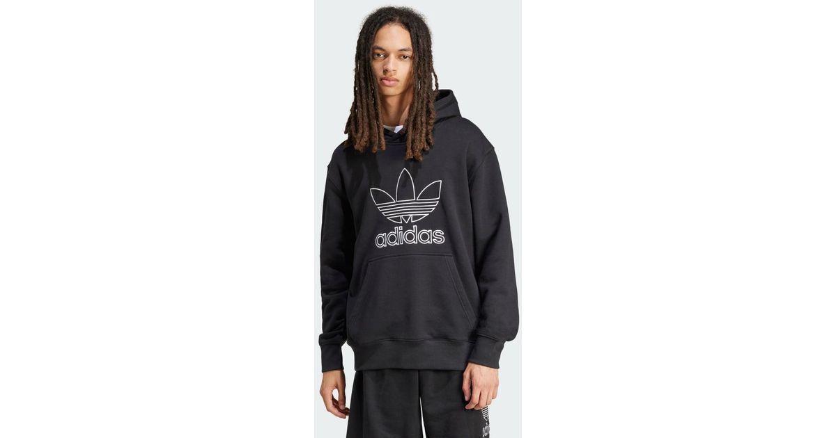 Adidas originals outline trefoil hoodie in black sale