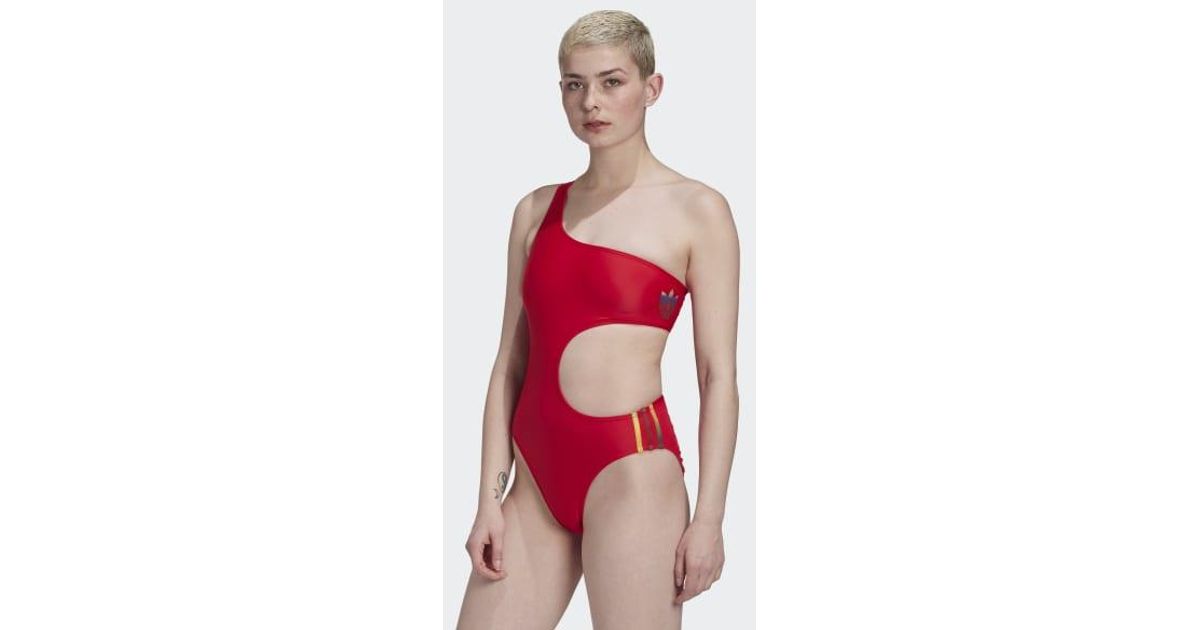 adidas red one piece swimsuit