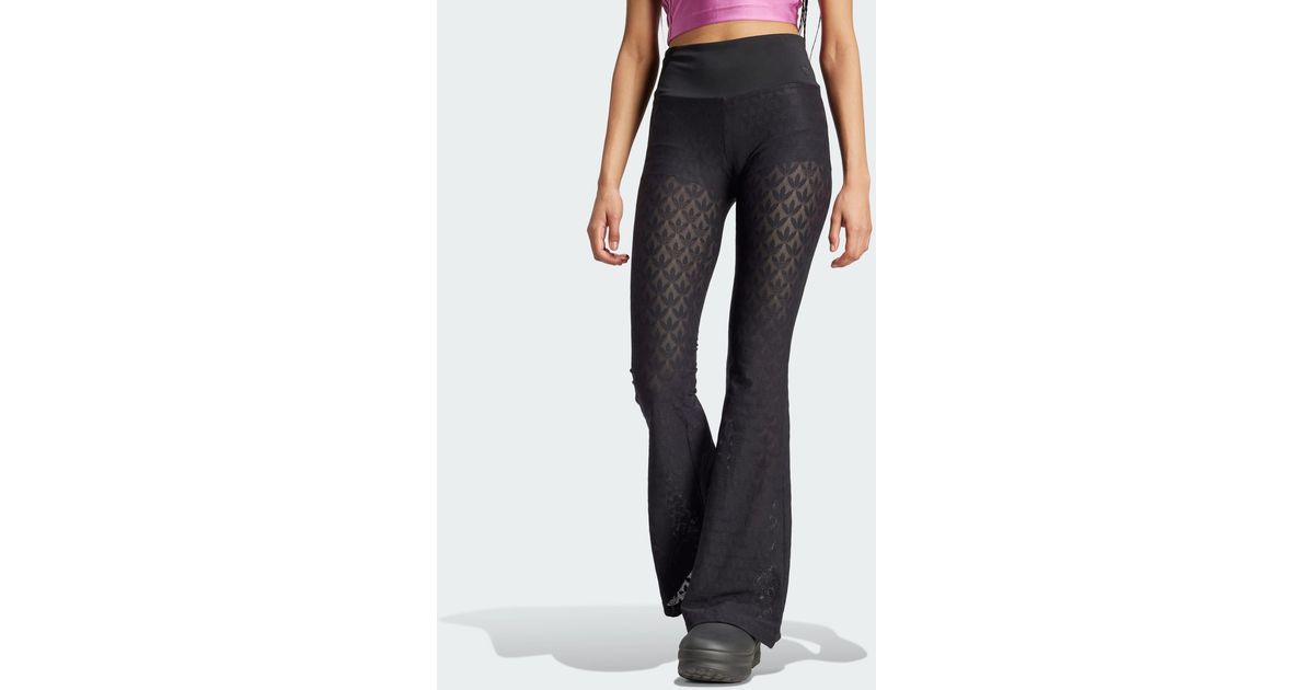 adidas Fashion Monogram Lace Flared Trousers in Black Lyst UK