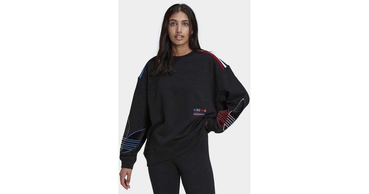 adidas tricolor trefoil velvet sweatshirt