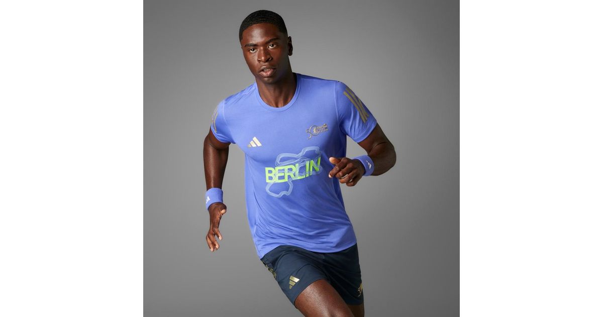 adidas Bmw Berlin Marathon 2024 Finisher T-Shirt in Blue for Men