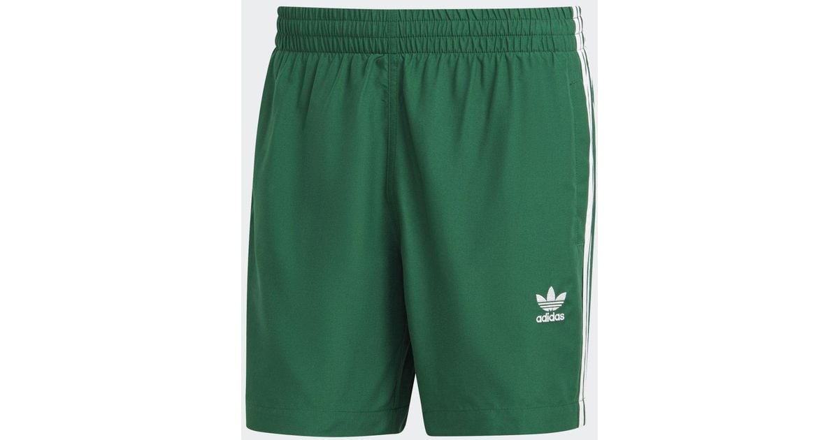 adidas Originals Adicolor 3-Stripes Swim Shorts in Green for Men