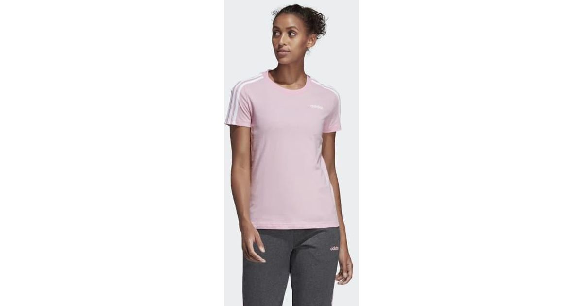 adidas 3 stripes tee pink
