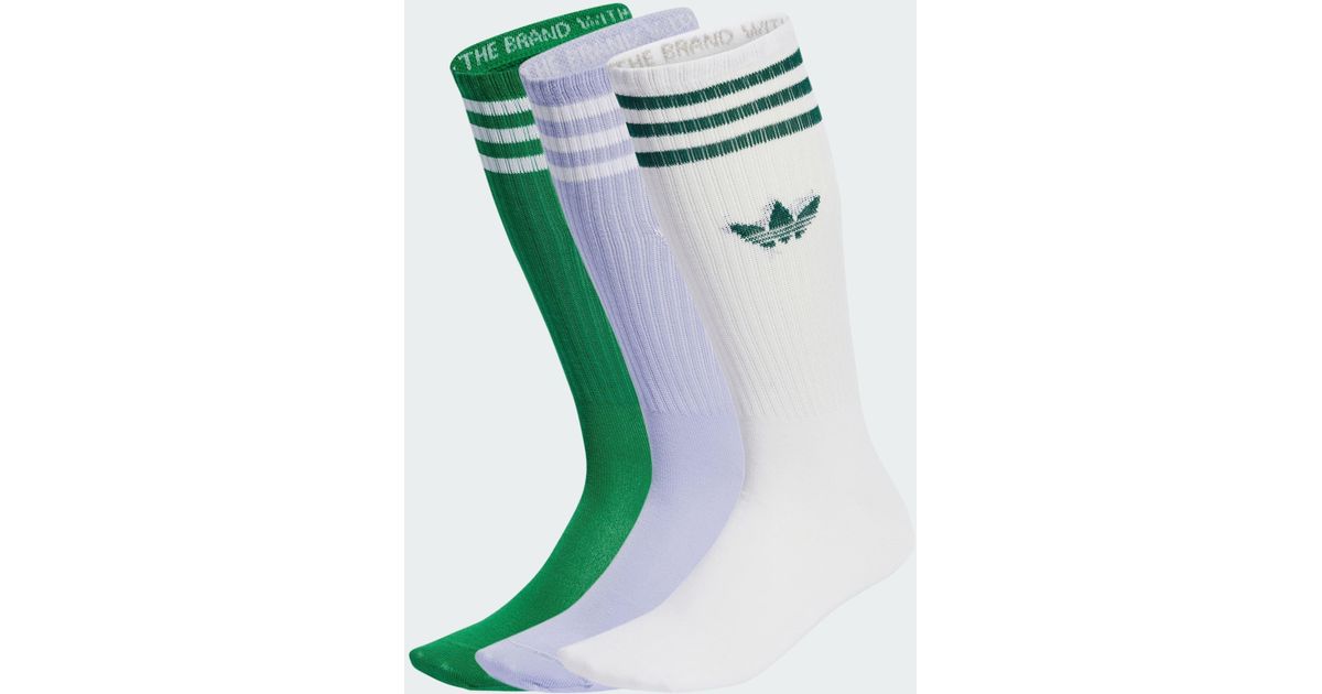 Adidas Green Solid Crew Socks 3 Pairs