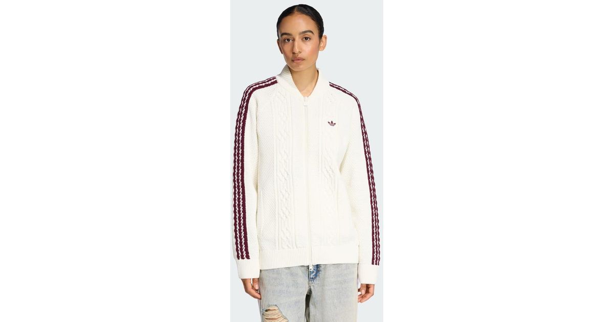 adidas Originals Archive Cutline Knit Track Top in White | Lyst UK