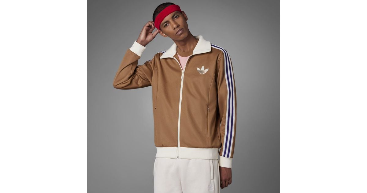 Adidas Brown Adicolor 70s Striped Track Top for men