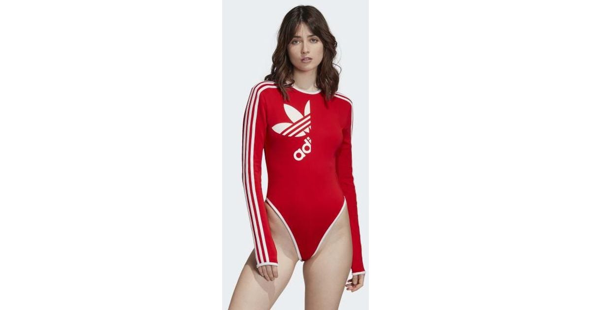 adidas Synthetic Bodysuit in Red - Lyst
