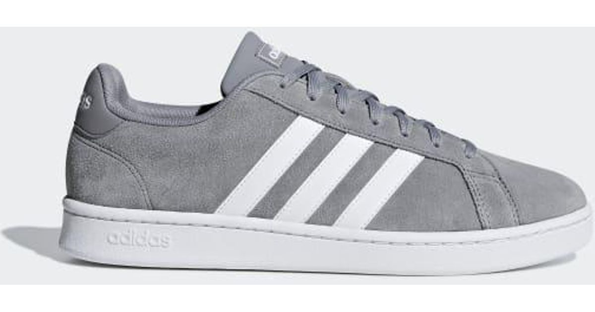 adidas Suede Grand Court Shoes in Grey (Gray) for Men Lyst adidas Suede Grand Court Shoes in Grey (Gray) for Men Lyst