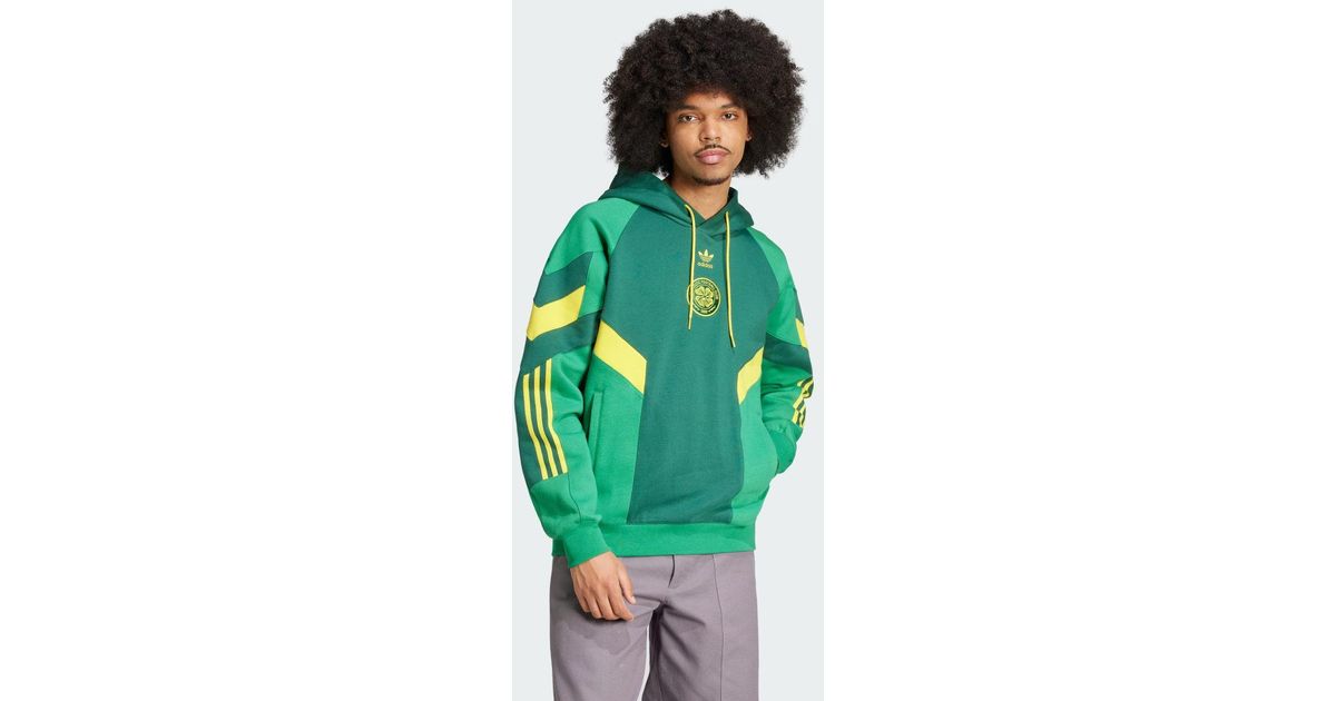 Adidas Originals Adidas Neon Yellow Trefoil Pullover Hoodie Adidas