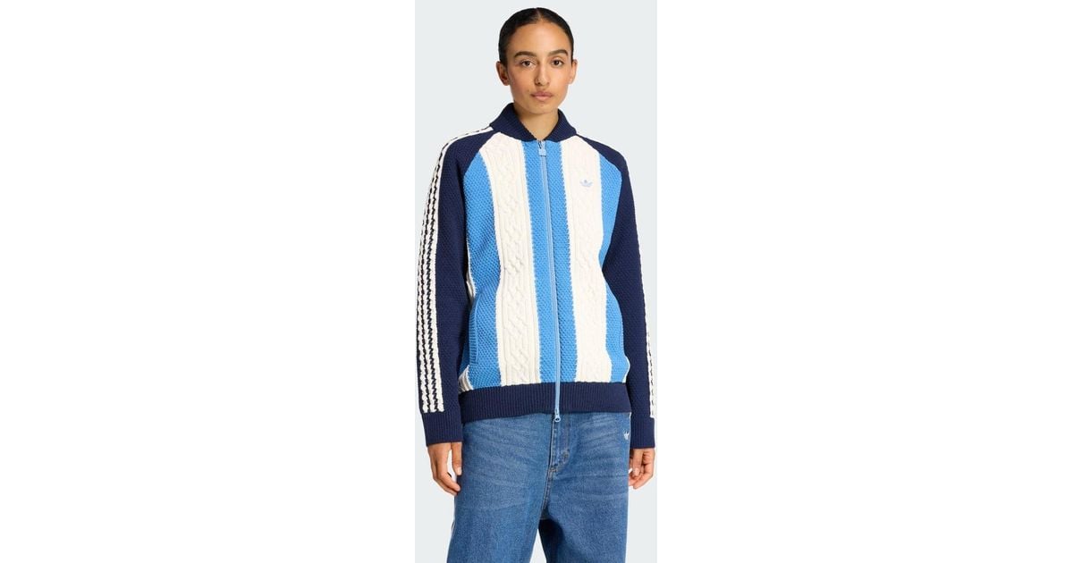 adidas Originals Archive Cutline Knit Track Top in Blue | Lyst UK