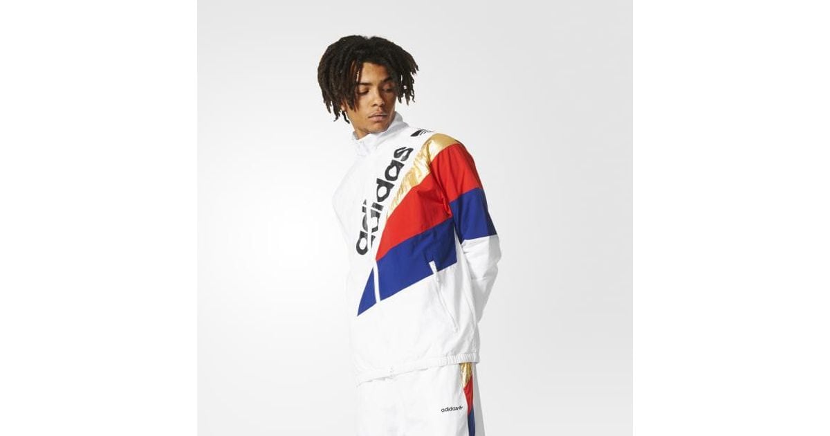 adidas Synthetic Tribe Windbreaker Track Jacket in White for Men - Lyst