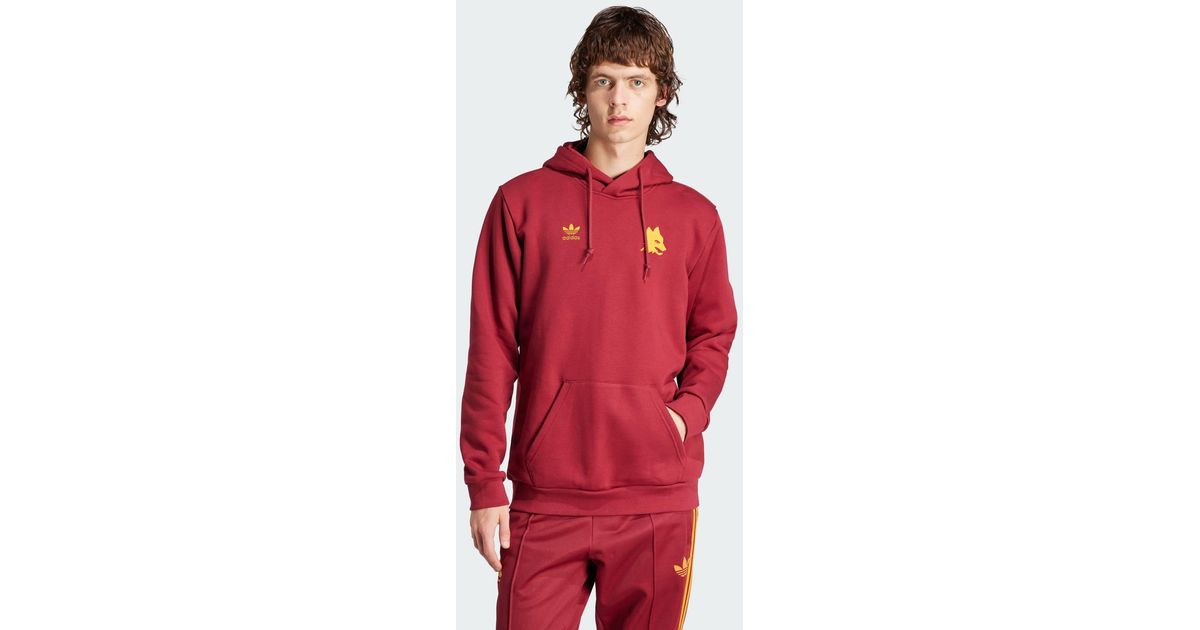 adidas As Roma Essentials Trefoil Hoodie in Red for Men Lyst UK