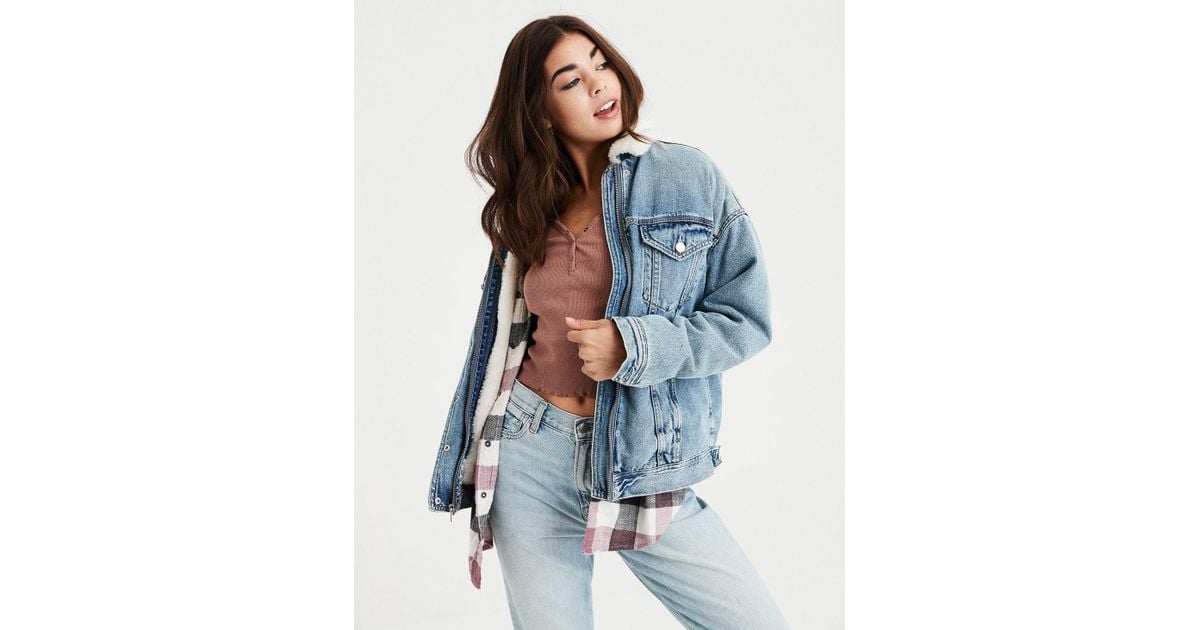 ae fur lined boyfriend denim jacket