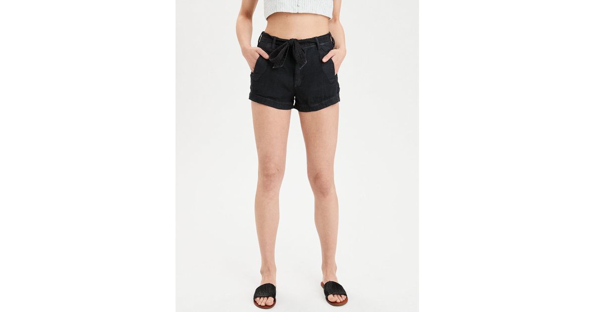 high waisted tie waist shorts
