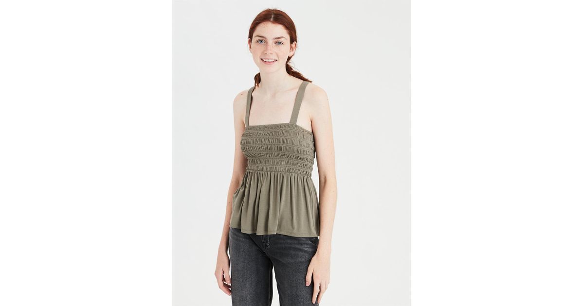smocked babydoll tank top