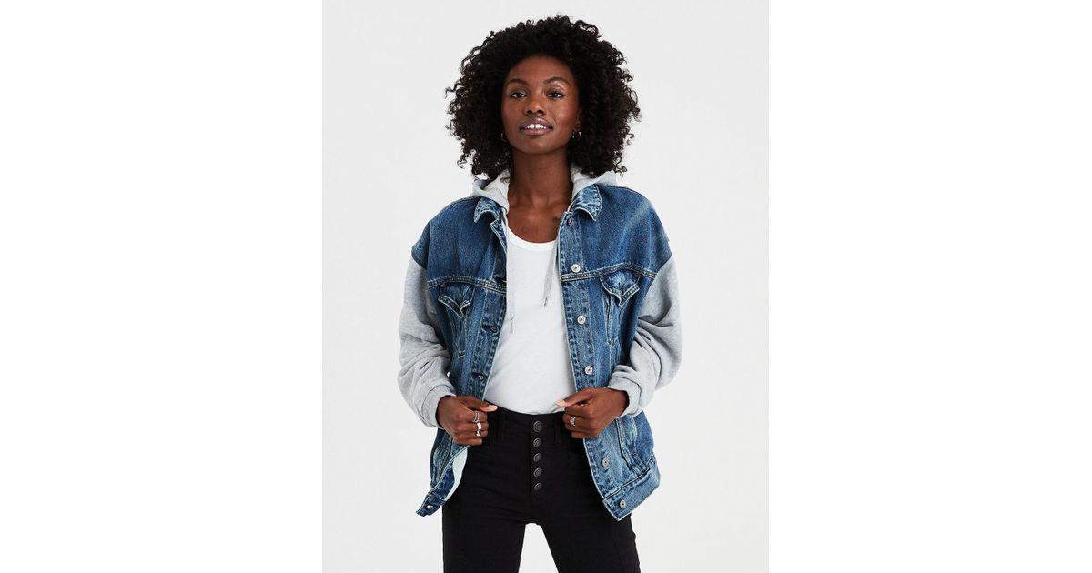 american eagle jean jacket hoodie